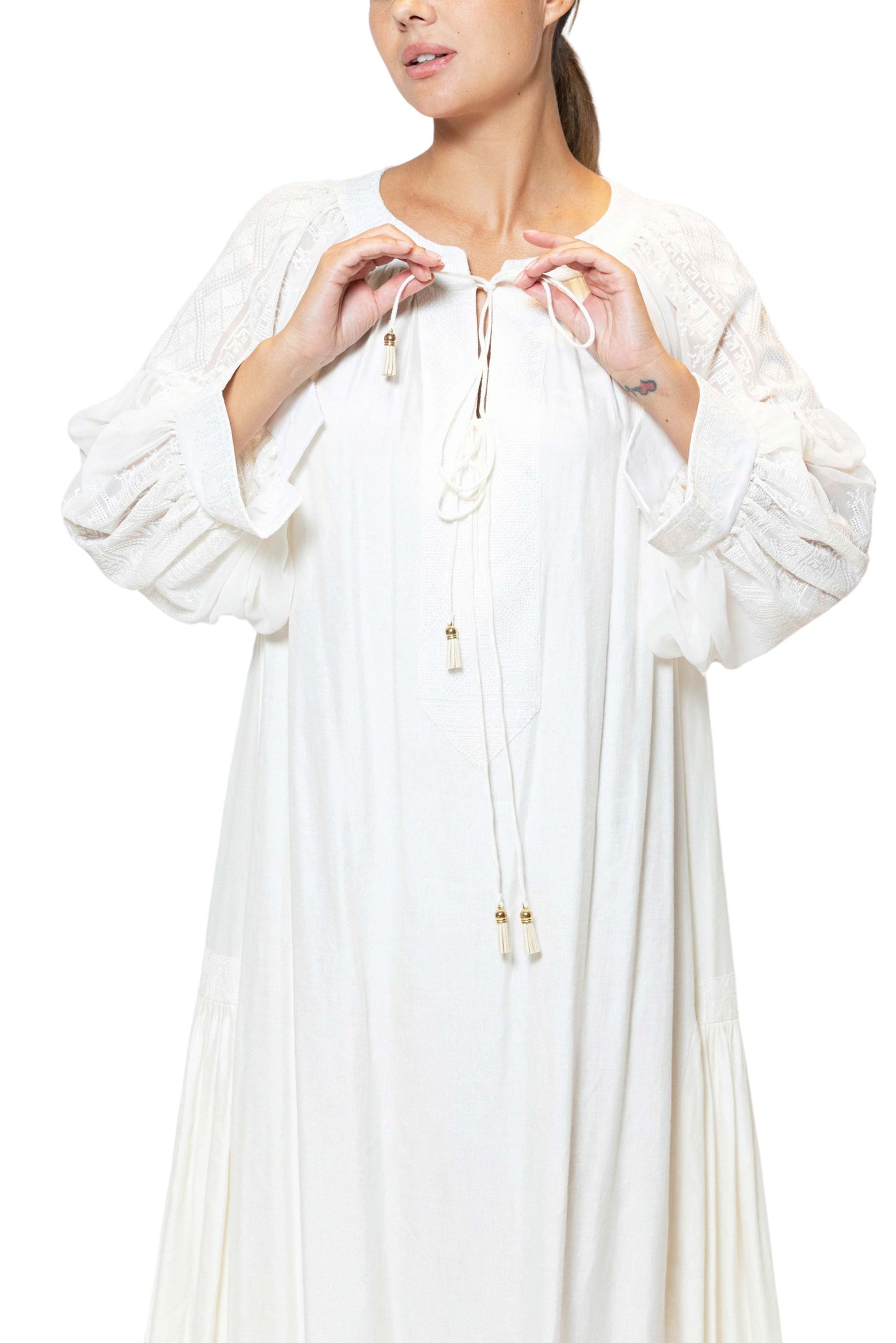 Calypso Pearl Midi Dress in Linen