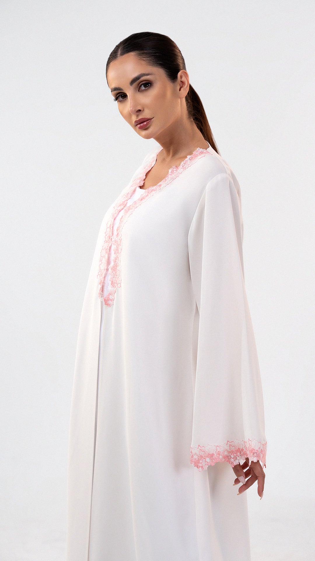 Farah Sky - Floral Lace Abaya Set