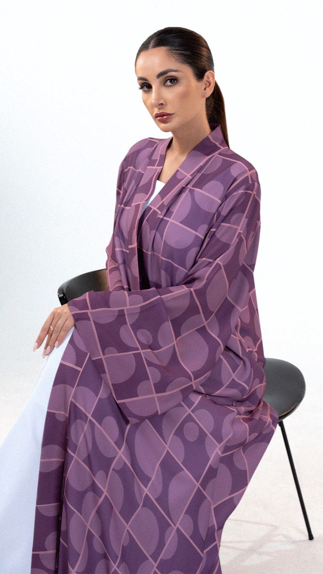 Orb Plum - Geometric Printed Abaya