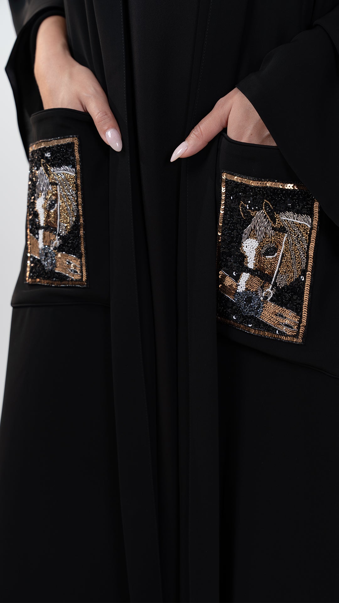 Mare Tar - Black Crepe with Handmade Embroidery Abaya