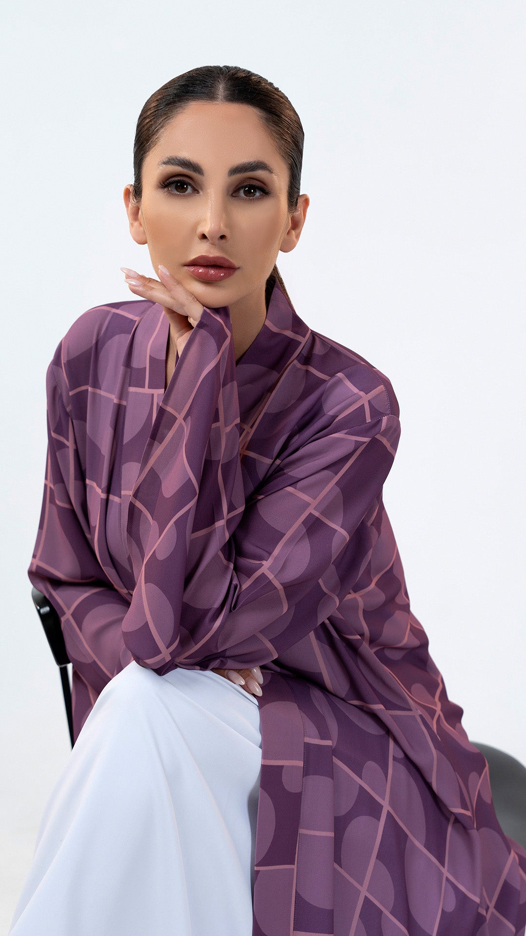 Orb Plum - Geometric Printed Abaya