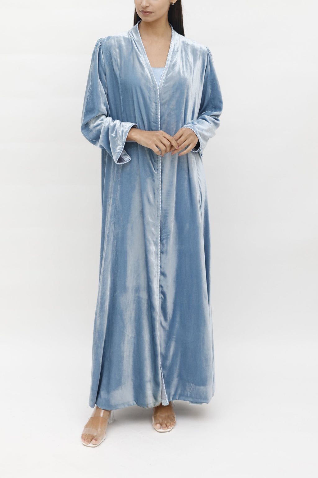 Ruwad Sky - Plain Velvet Minimalist Abaya Set