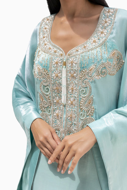 Anath Sky Dress Kaftan in Silk