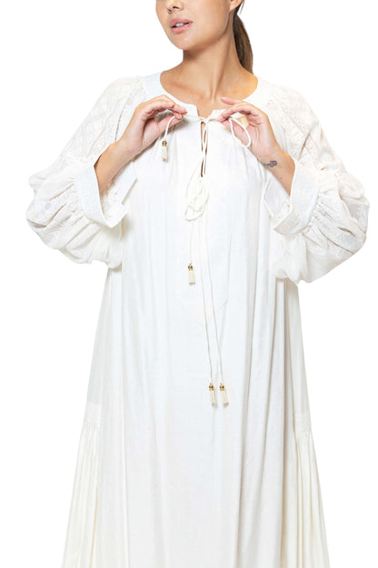 Calypso Pearl Midi Dress in Linen