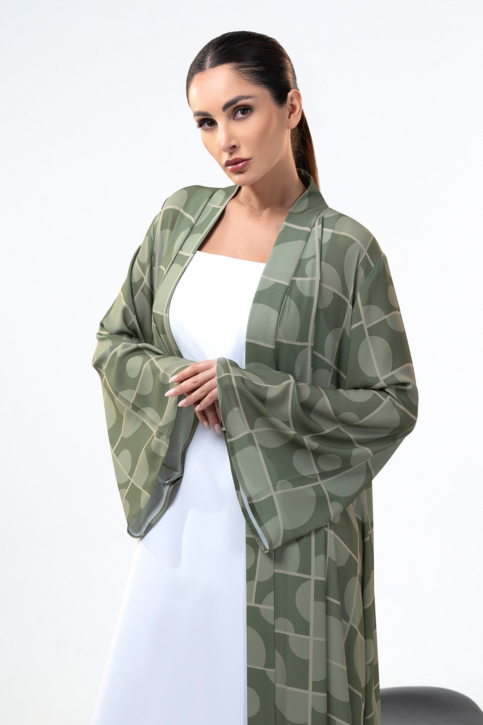 Orb Plum - Geometric Printed Abaya