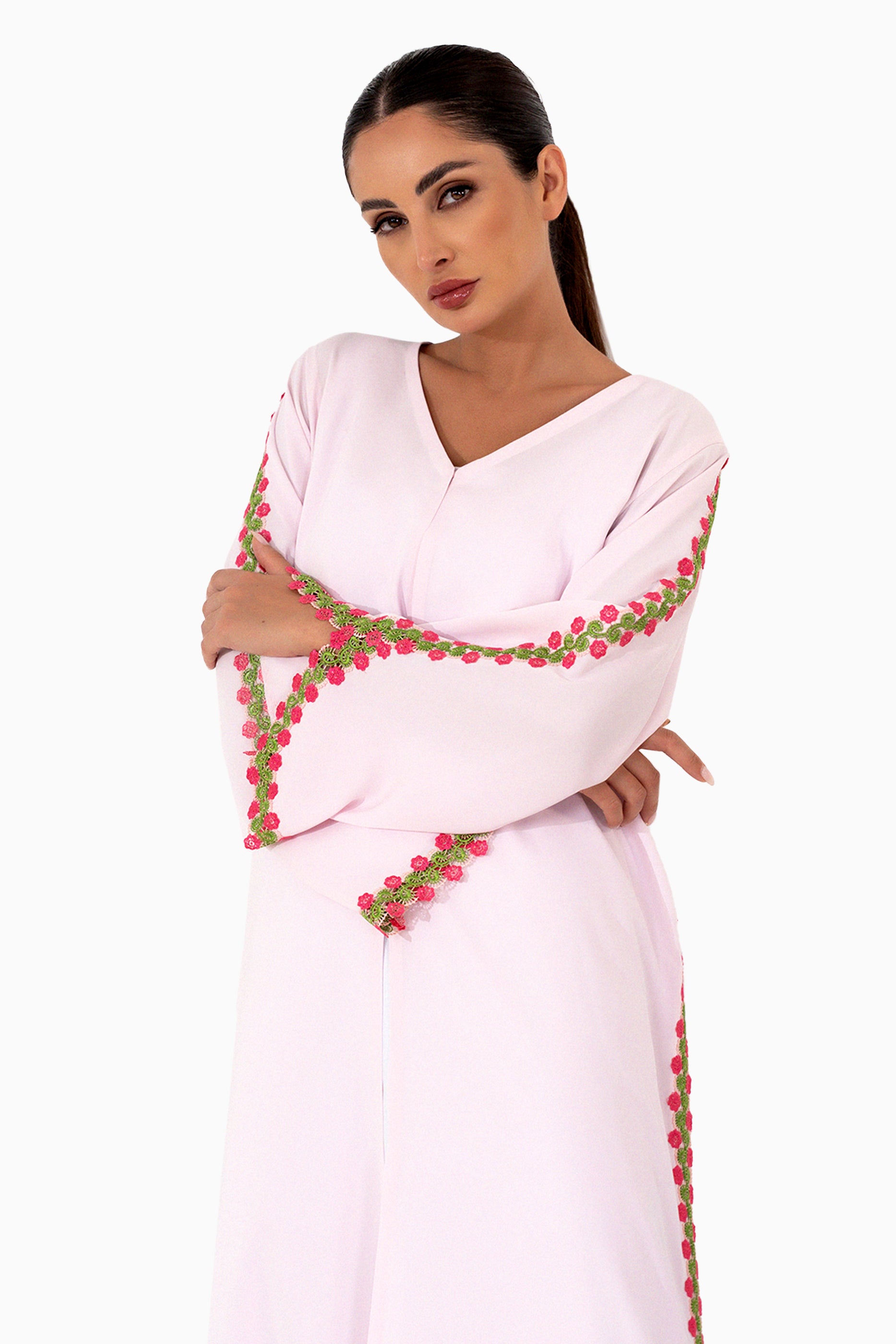 Rozin Blush - Floral Lace Abaya Set