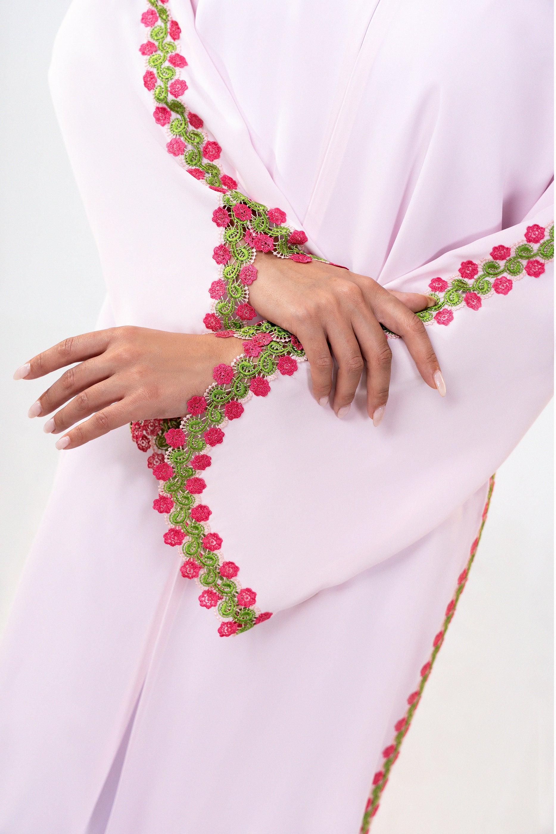 Rozin Blush - Floral Lace Abaya Set