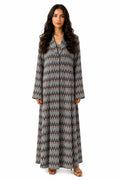 Bahiya Grey – Tailored Chevron Lace Abaya