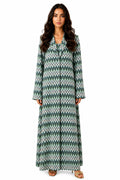Bahiya Green – Tailored Chevron Lace Abaya