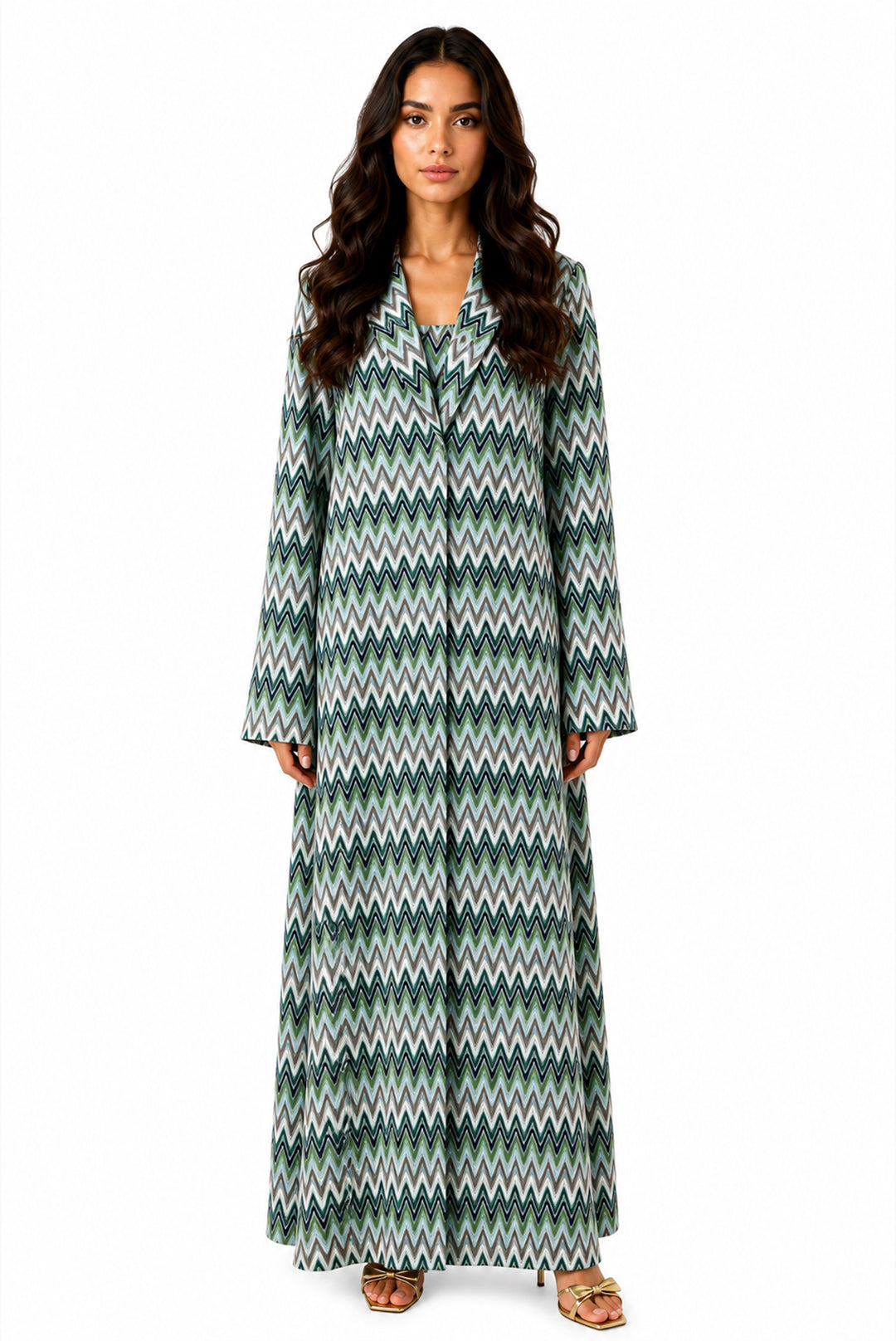Bahiya Green – Tailored Chevron Lace Abaya