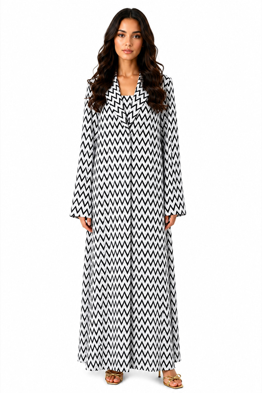 Bahiya White – Tailored Chevron Lace Abaya