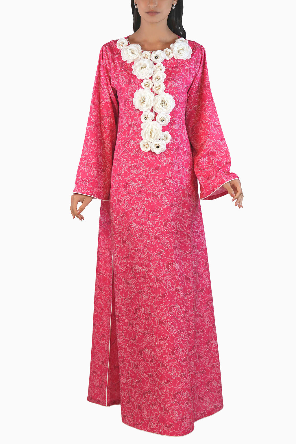 Camilia Blush - Printed Floral Kaftan Dress