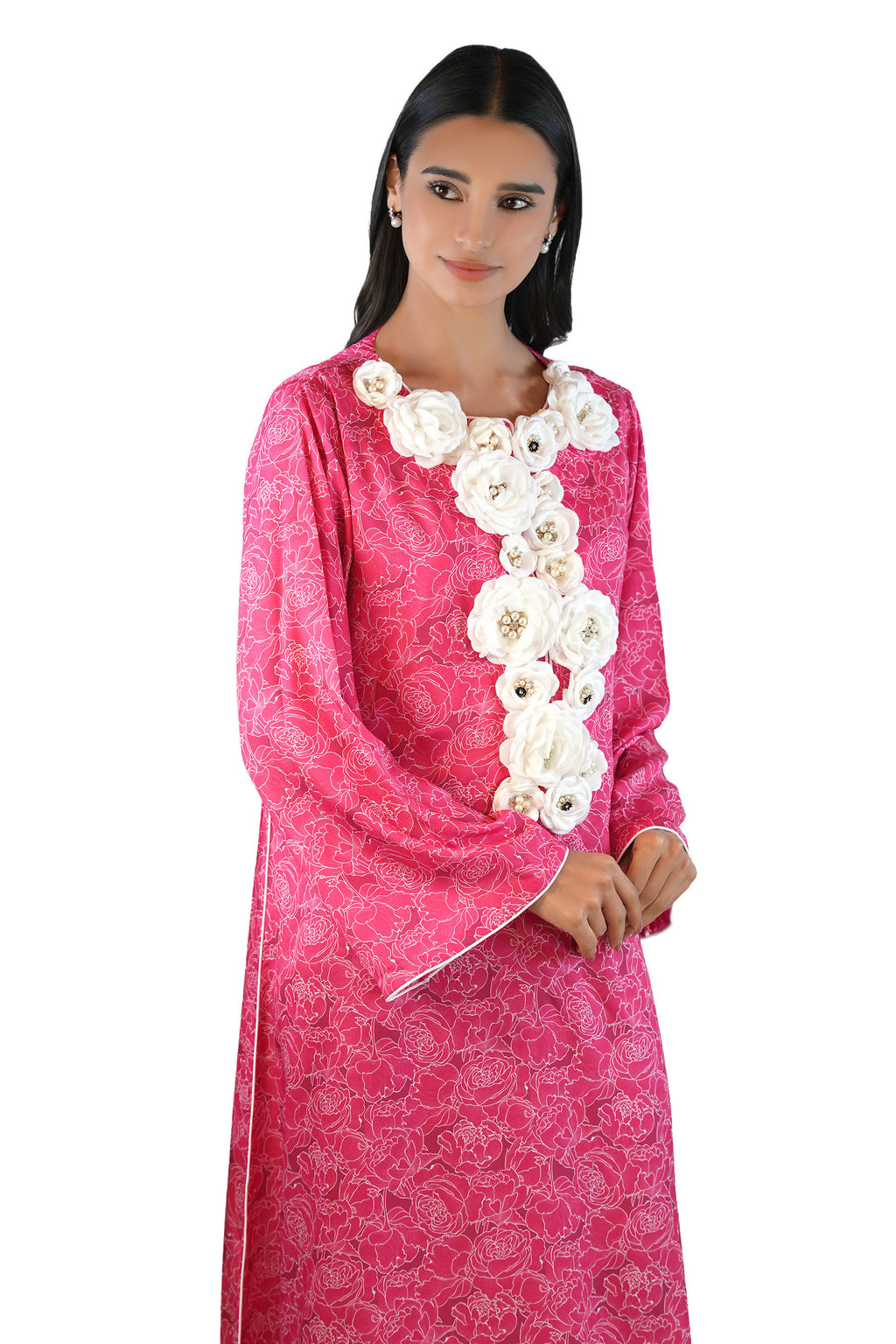 Camilia Blush - Printed Floral Kaftan Dress