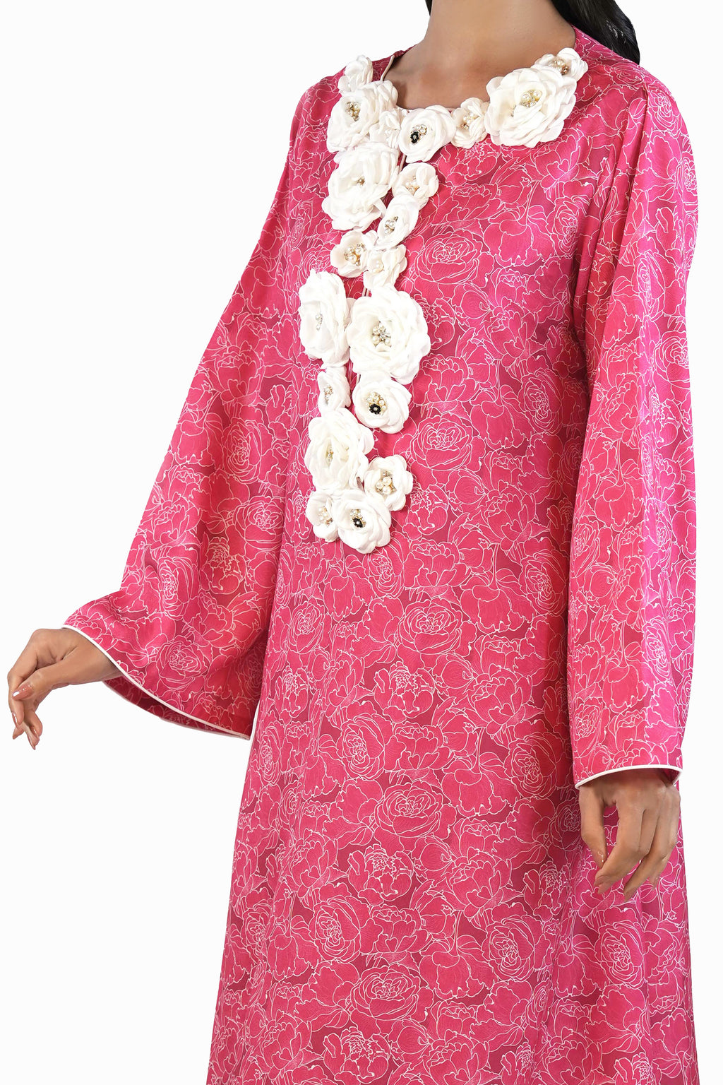 Camilia Blush - Printed Floral Kaftan Dress