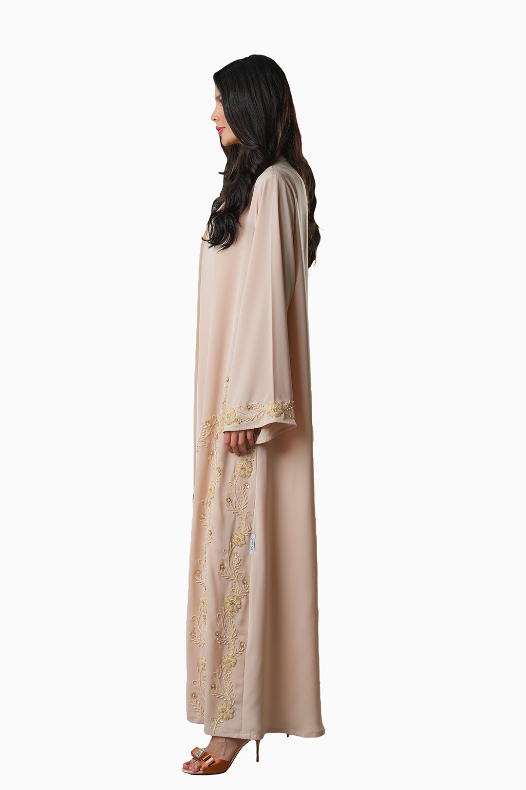 Nisha Beige - Soft Crepe Fabric with Embroidery Abaya