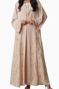 Nisha Beige - Soft Crepe Fabric with Embroidery Abaya