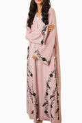 Dalia Rose Embroidered Abaya – Soft Crepe with Floral Detail