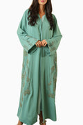 Rania Mint – Soft Crepe Embroidered Abaya