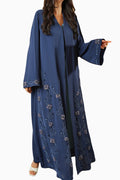 Nisha Navy – Soft Crepe Embroidered Abaya