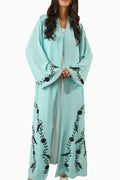 Dalia Aqua – Soft Crepe Embroidered Abaya