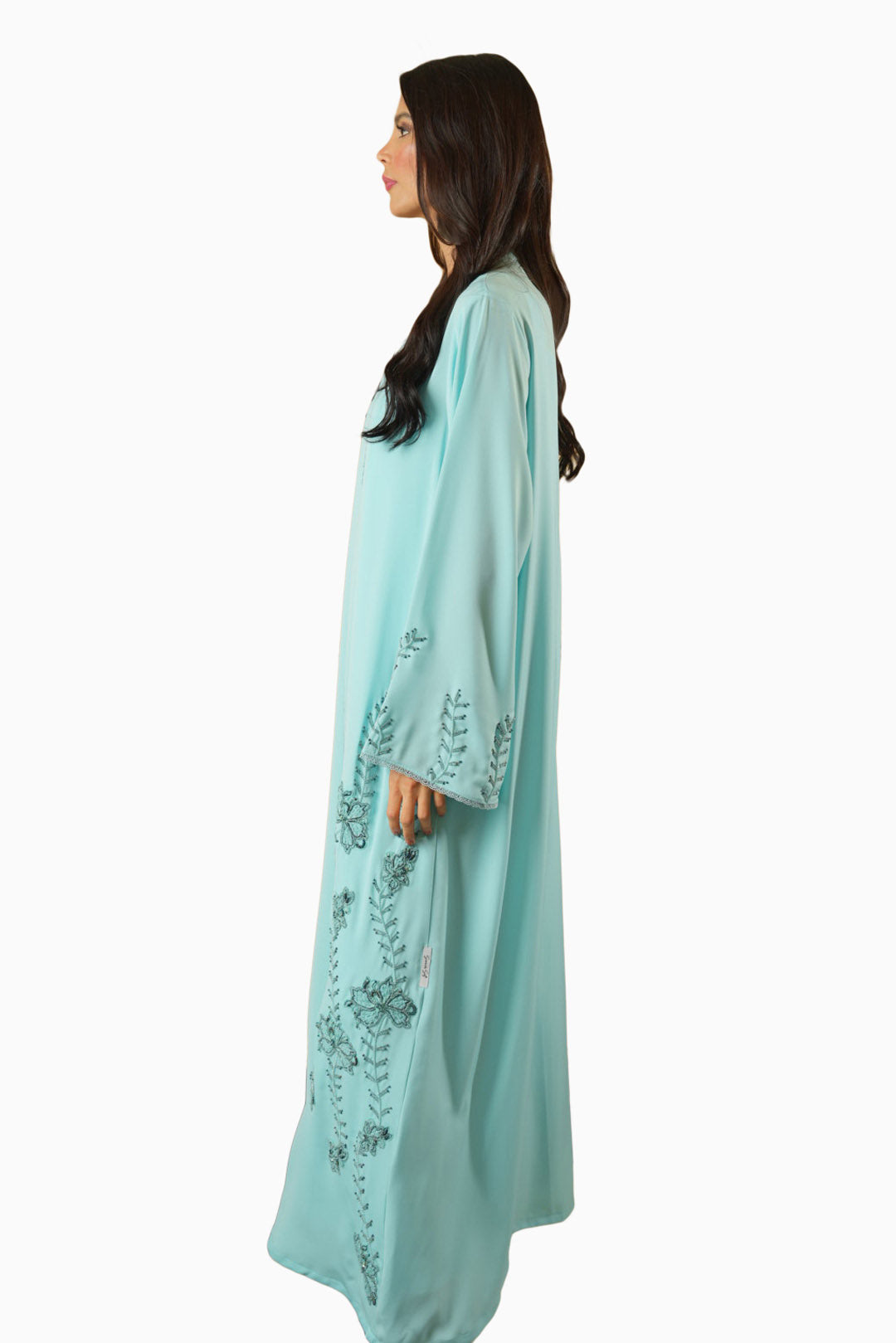 Rania Aqua – Soft Crepe Embroidered Abaya