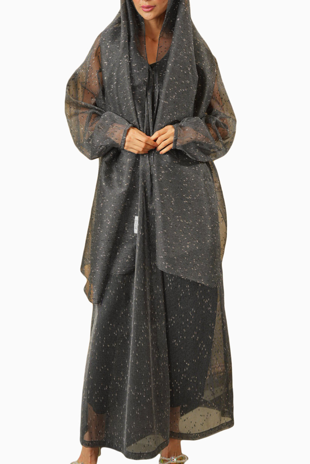 Wada Grey – Pleated Organza Abaya