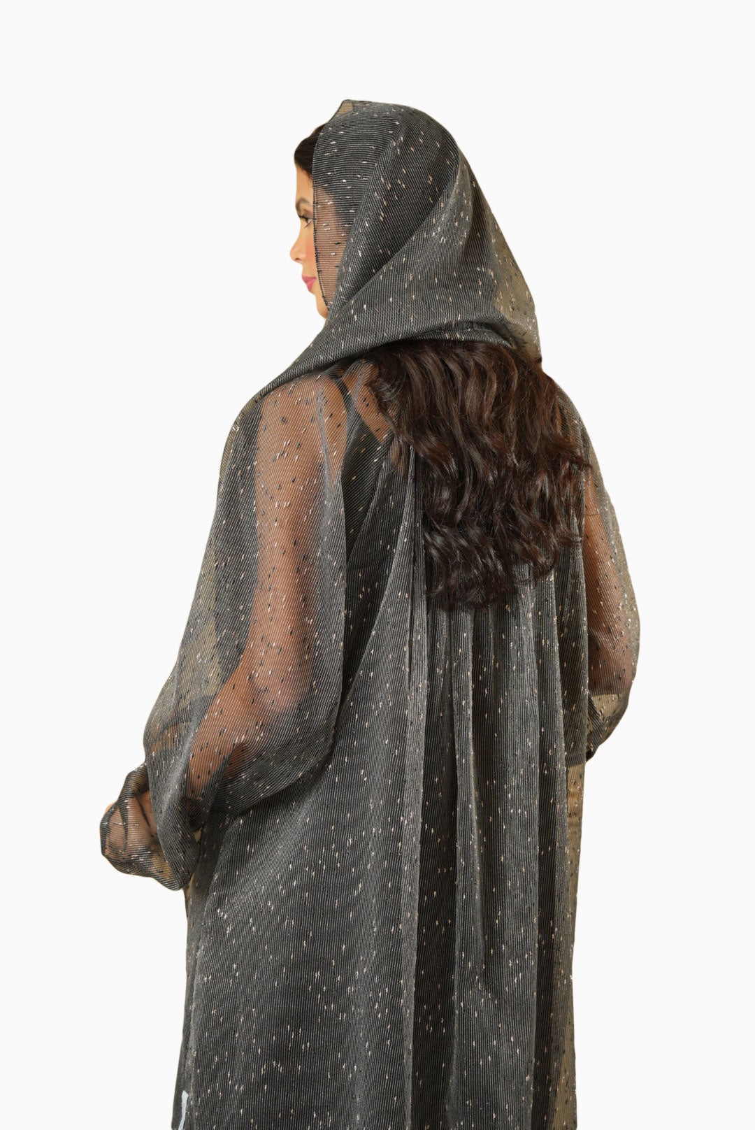 Wada Grey – Pleated Organza Abaya