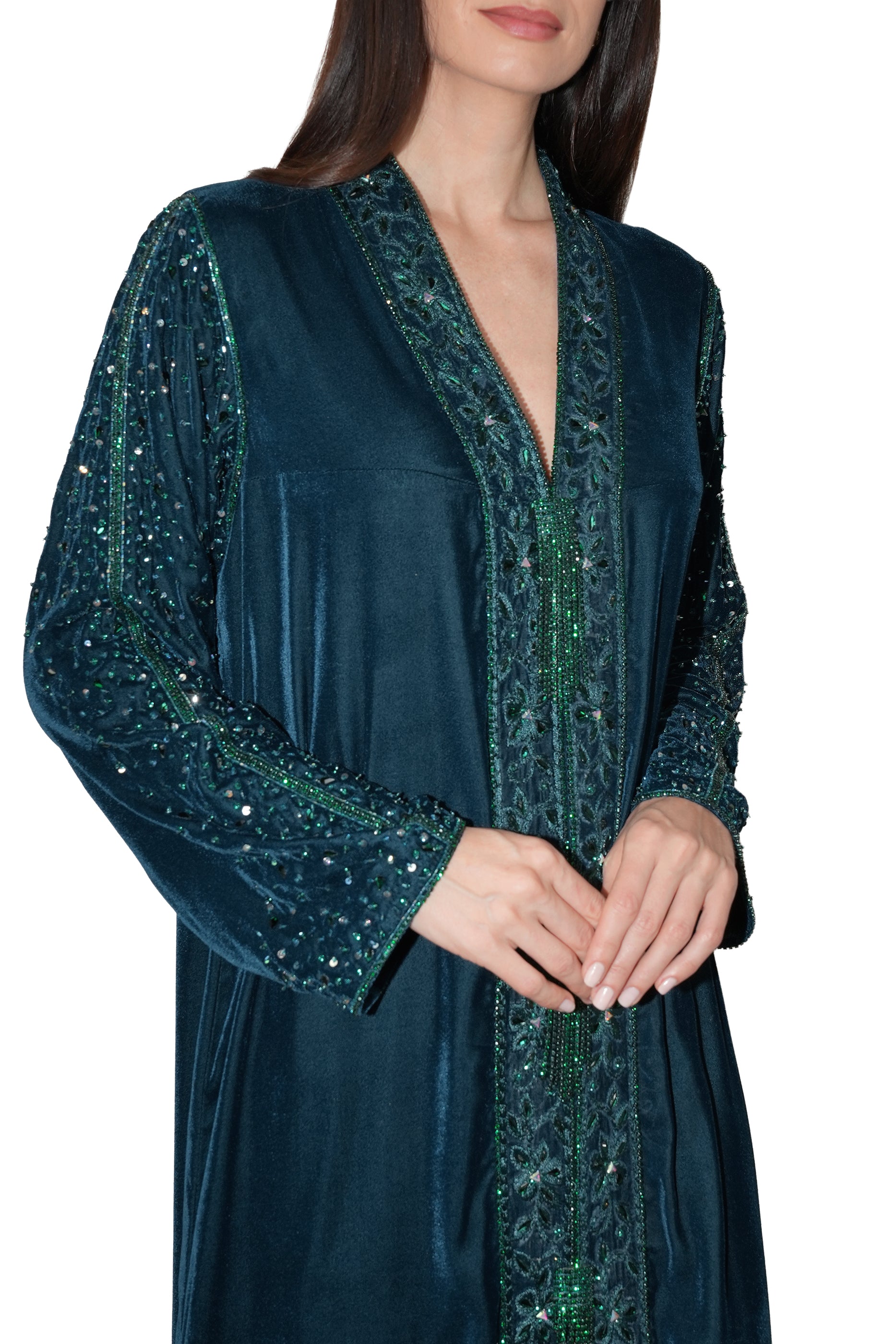 Duja Sky - Velvet Crystal Embroidery Dress