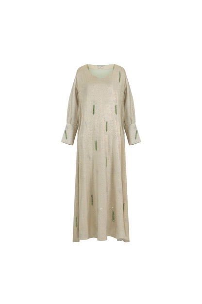 Liatris Cream Dress in Glittered Silk