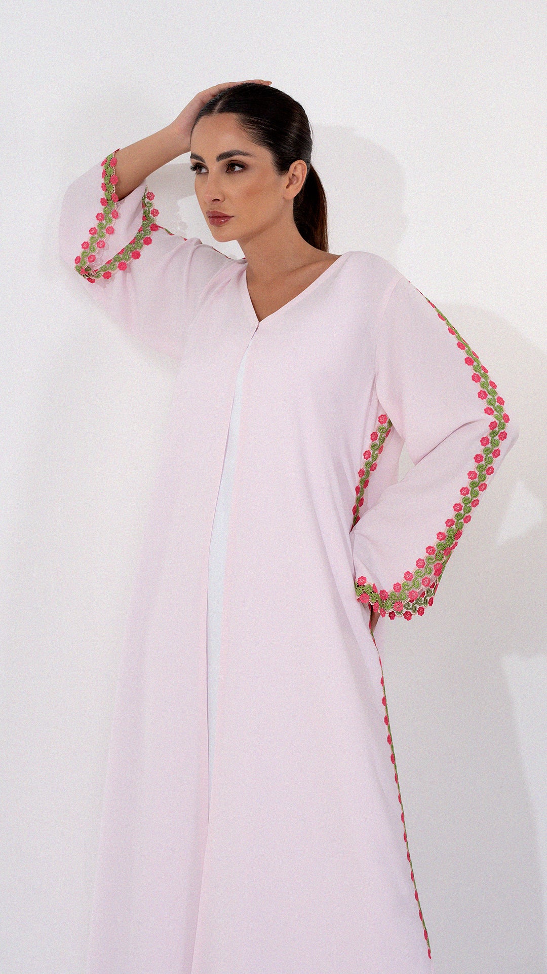 Rozin Plum - Floral Lace Abaya Set