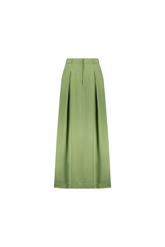 Pion Olive Skirt in Silk