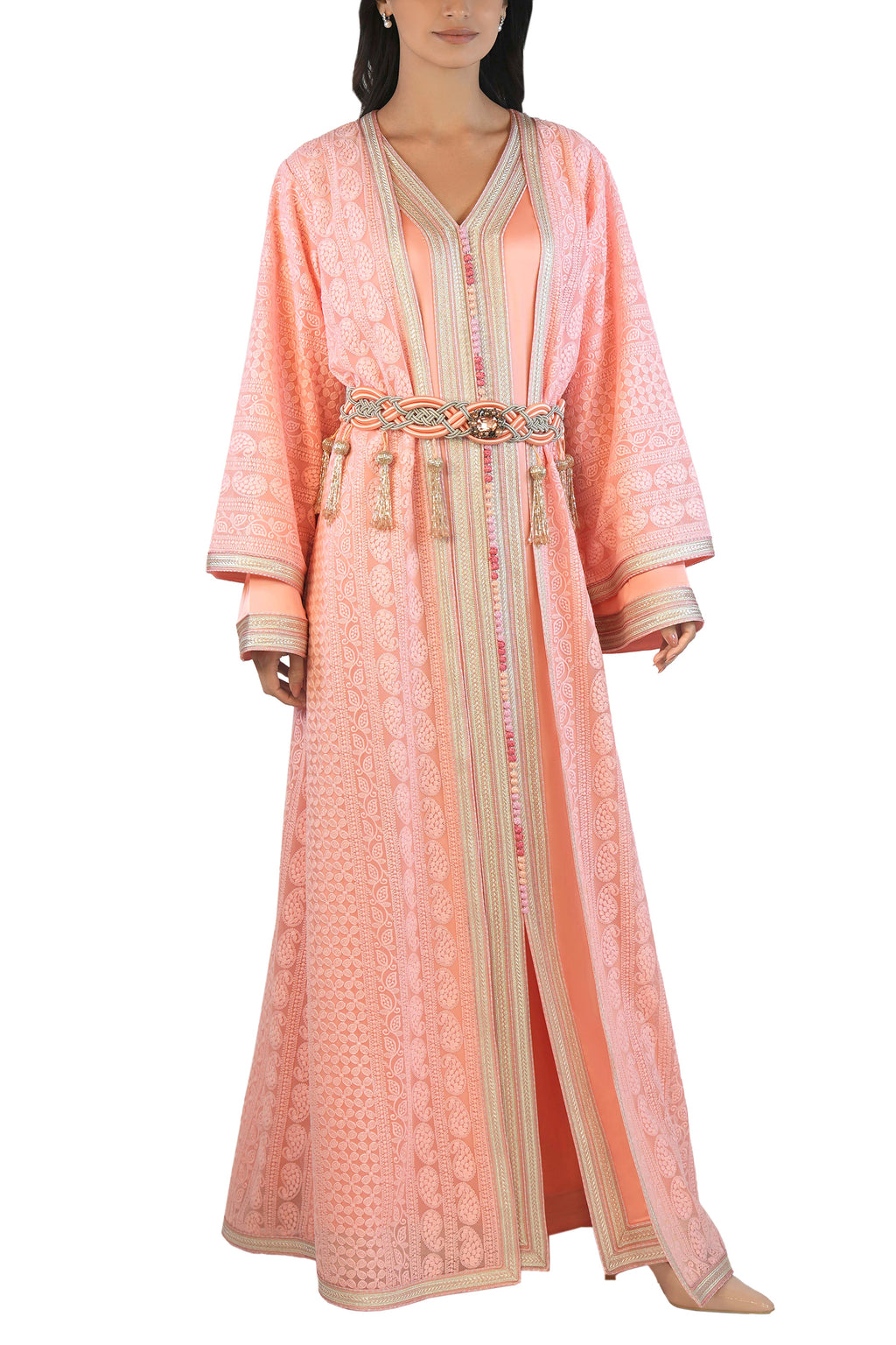 Ritaj Blush - Embellished Moroccan Inspired Kaftan Dress Set