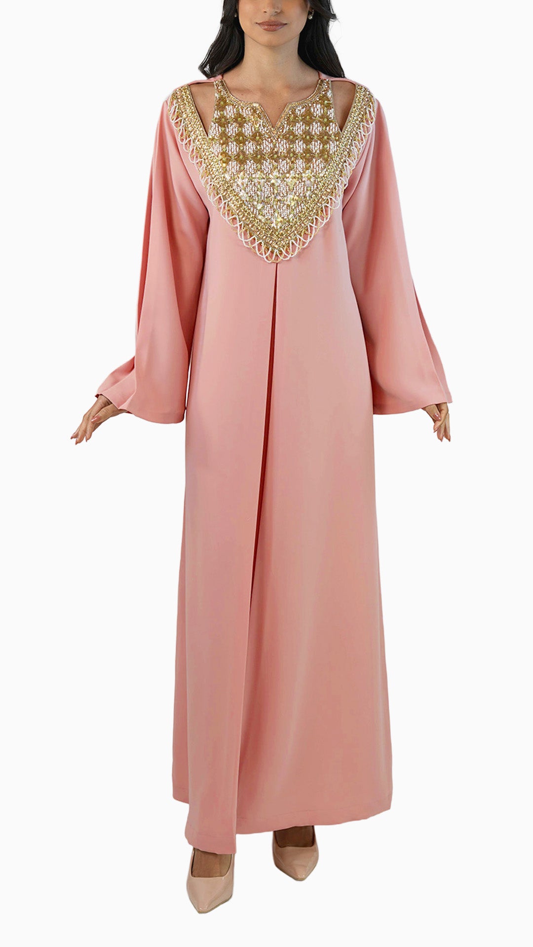 Salam Peach- Embroidered Modern Kaftan