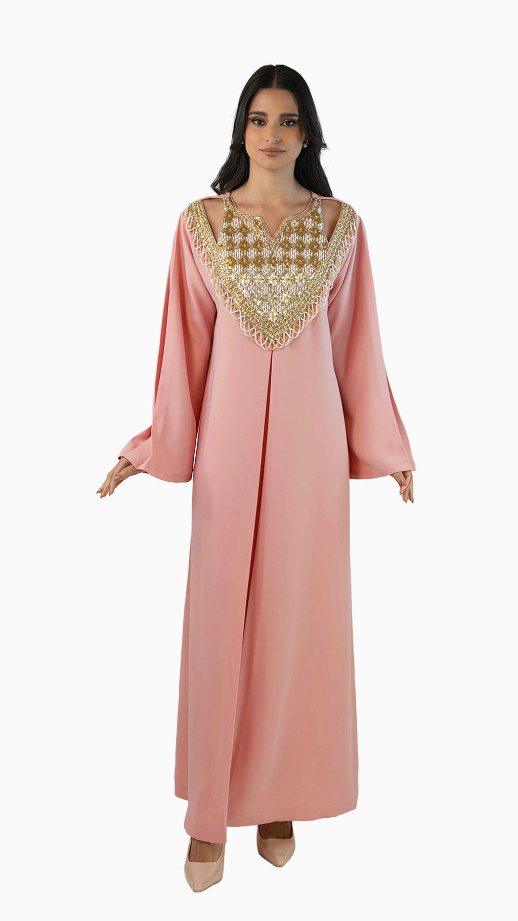 Salam Peach- Embroidered Modern Kaftan
