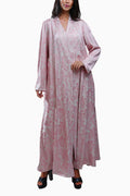 Wara Blush - Silk Fabric with Printed Floral Abaya