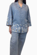 Aalya - Floral Embroidered Cotton Long Sleeved and Pants Set
