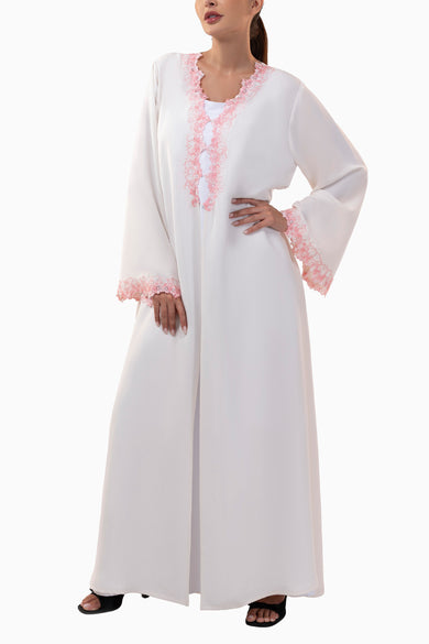 Farah Snow - Floral Lace Abaya Set