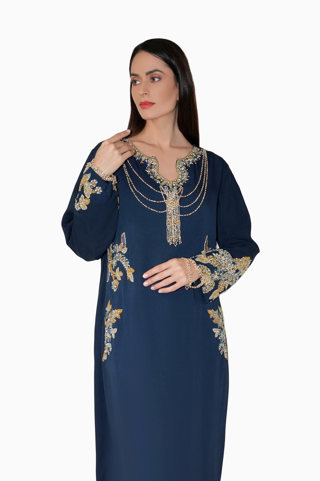 Azalea Sky - Embroidered Floral Kaftan Dress