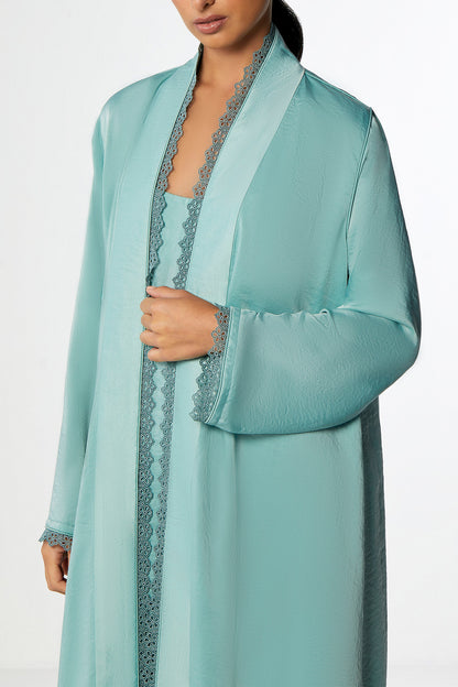 Azure Abaya Set in Crepe Silk