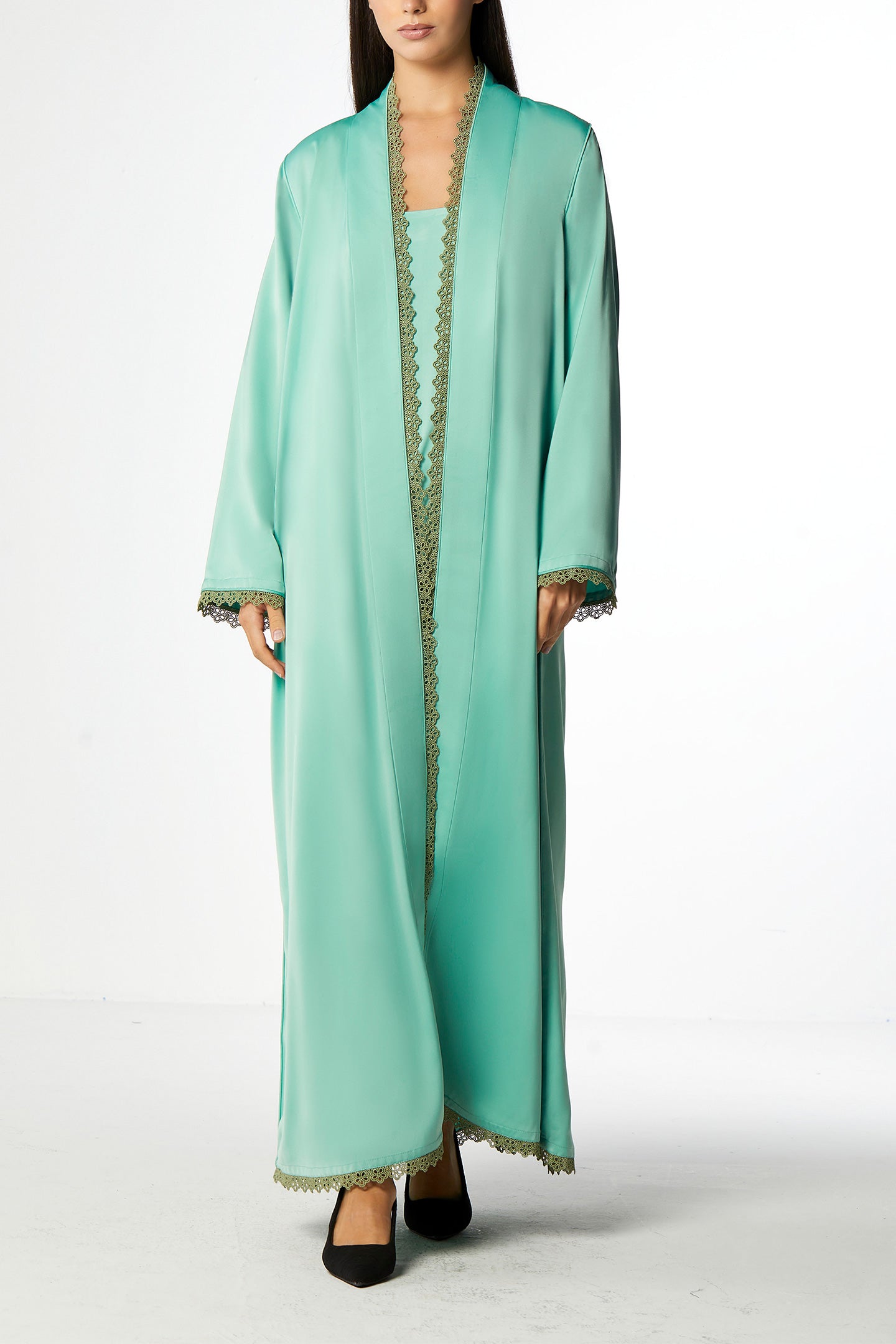 Azure Abaya Set in Crepe Silk