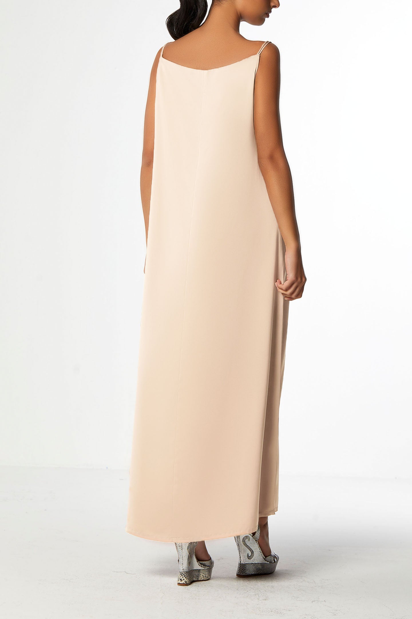 Cream Abaya Set in Crepe Silk