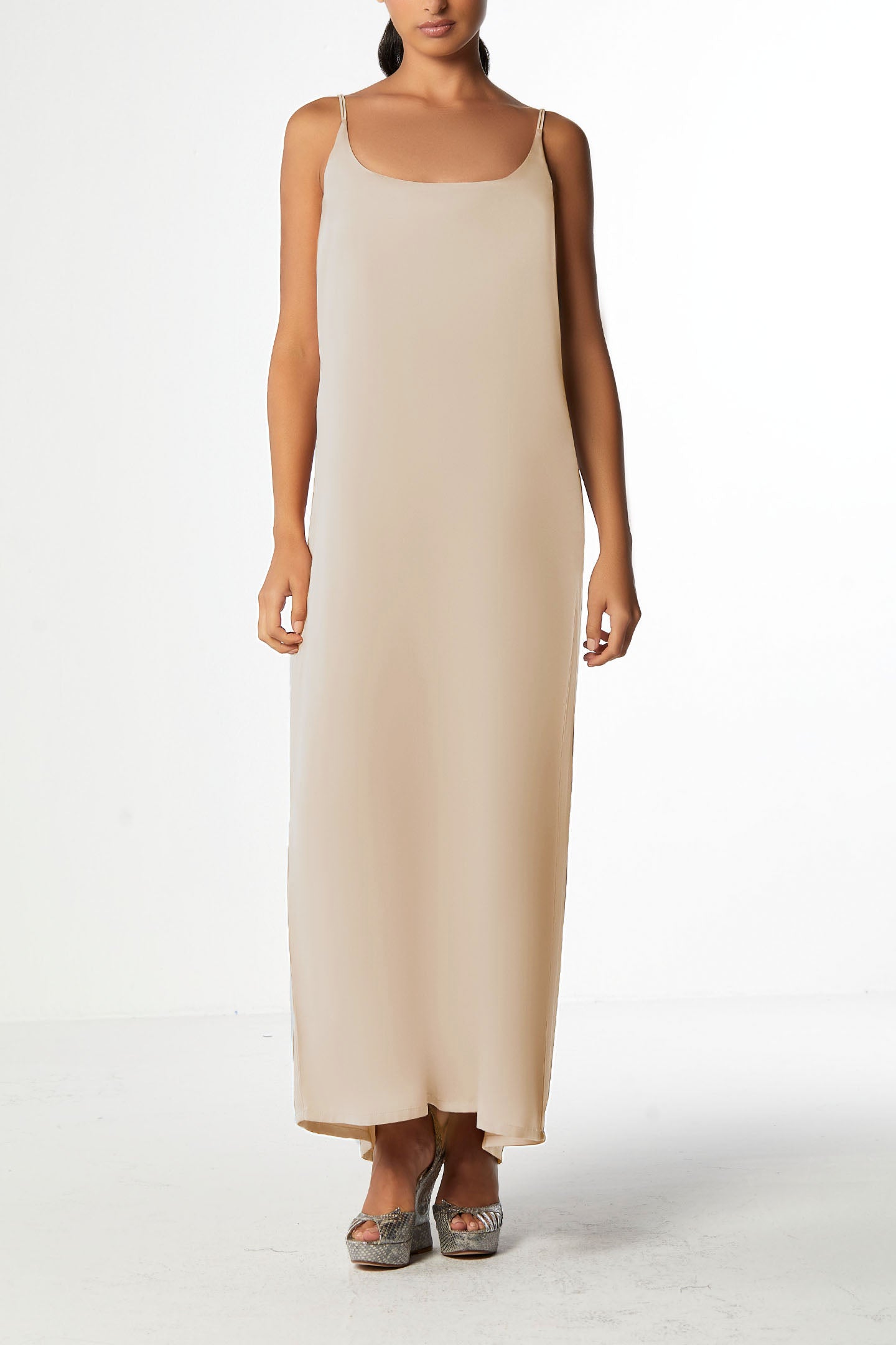 Cream Abaya Set in Crepe Silk
