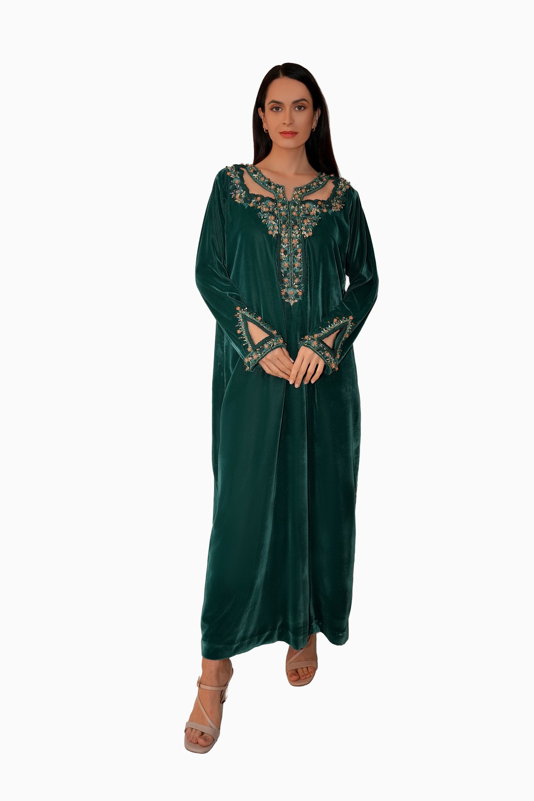 Hadiqa Green- Velvet Midnight Embroidery Floral Dress