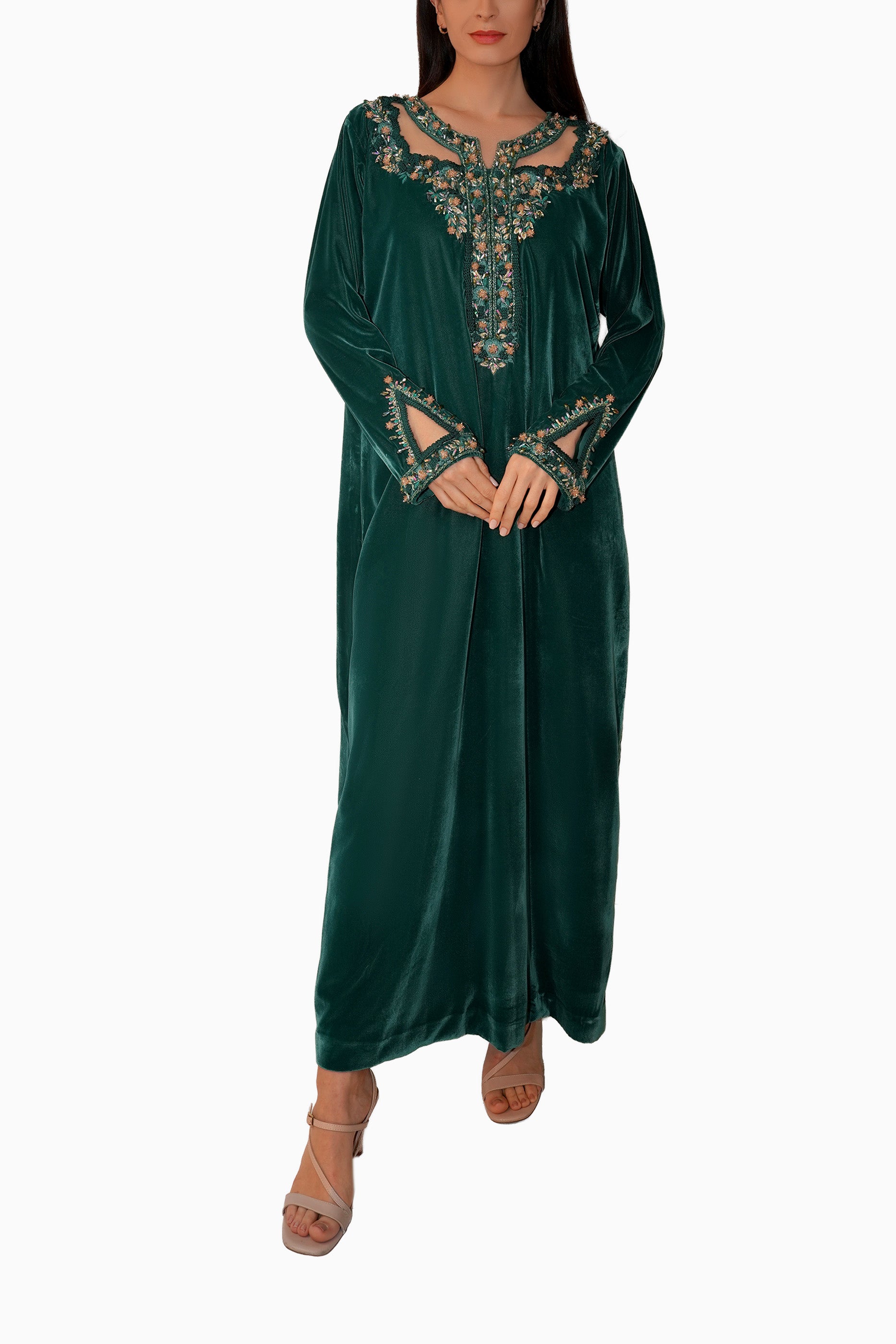 Hadiqa Green- Velvet Midnight Embroidery Floral Dress