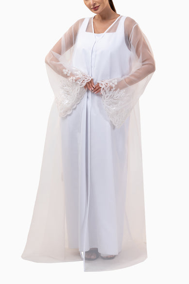 Helena Ivory - Sheer Organza Occasion Abaya