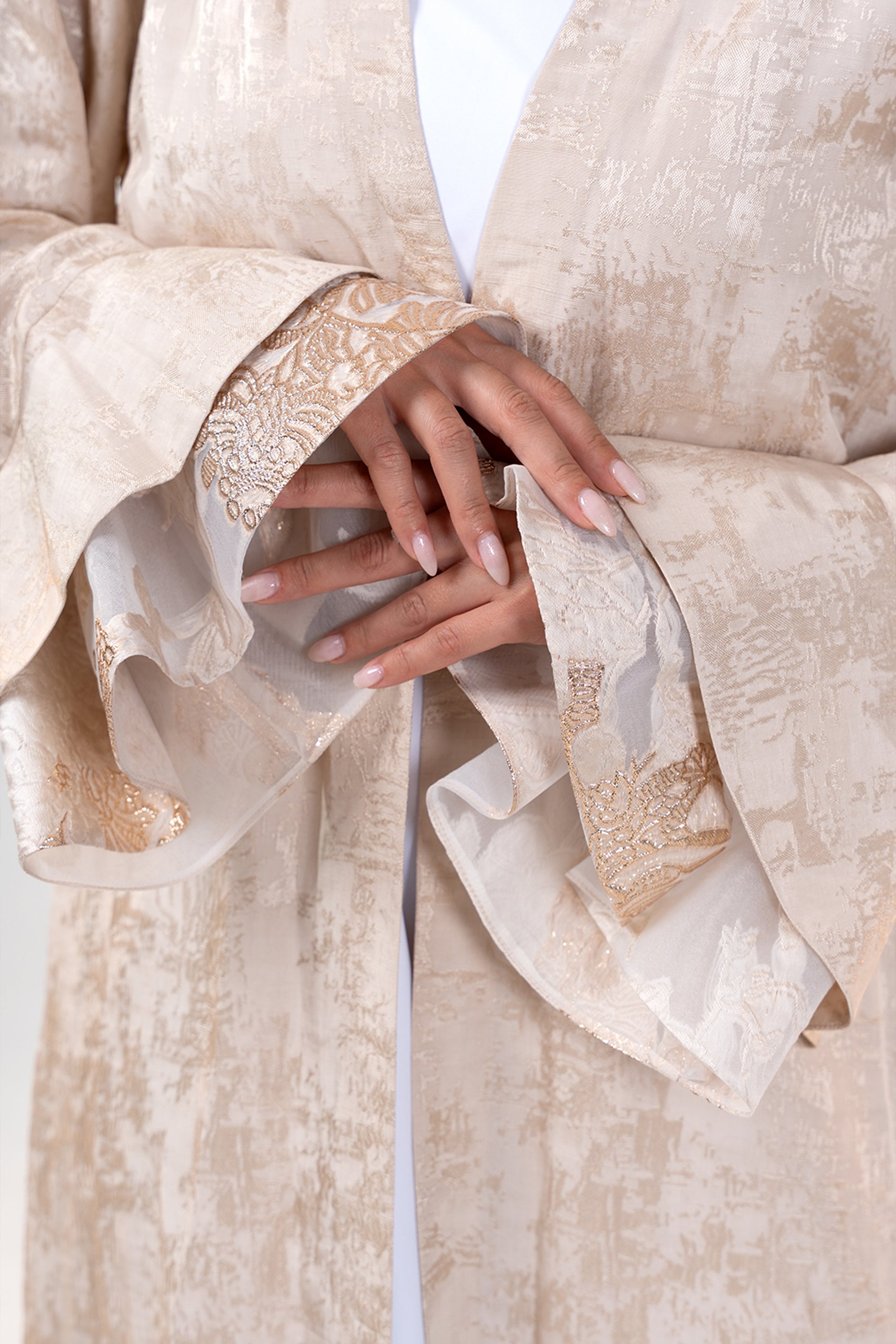 Juliette Cream - Poet Sleeves and Ruffled Tulle Occasion Abaya
