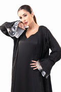 Juliette Tar - Poet Sleeves and Ruffled Tulle Occasion Linen Abaya
