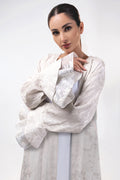 Juliette Silver - Poet Sleeves and Ruffled Tulle Occasion Linen Abaya