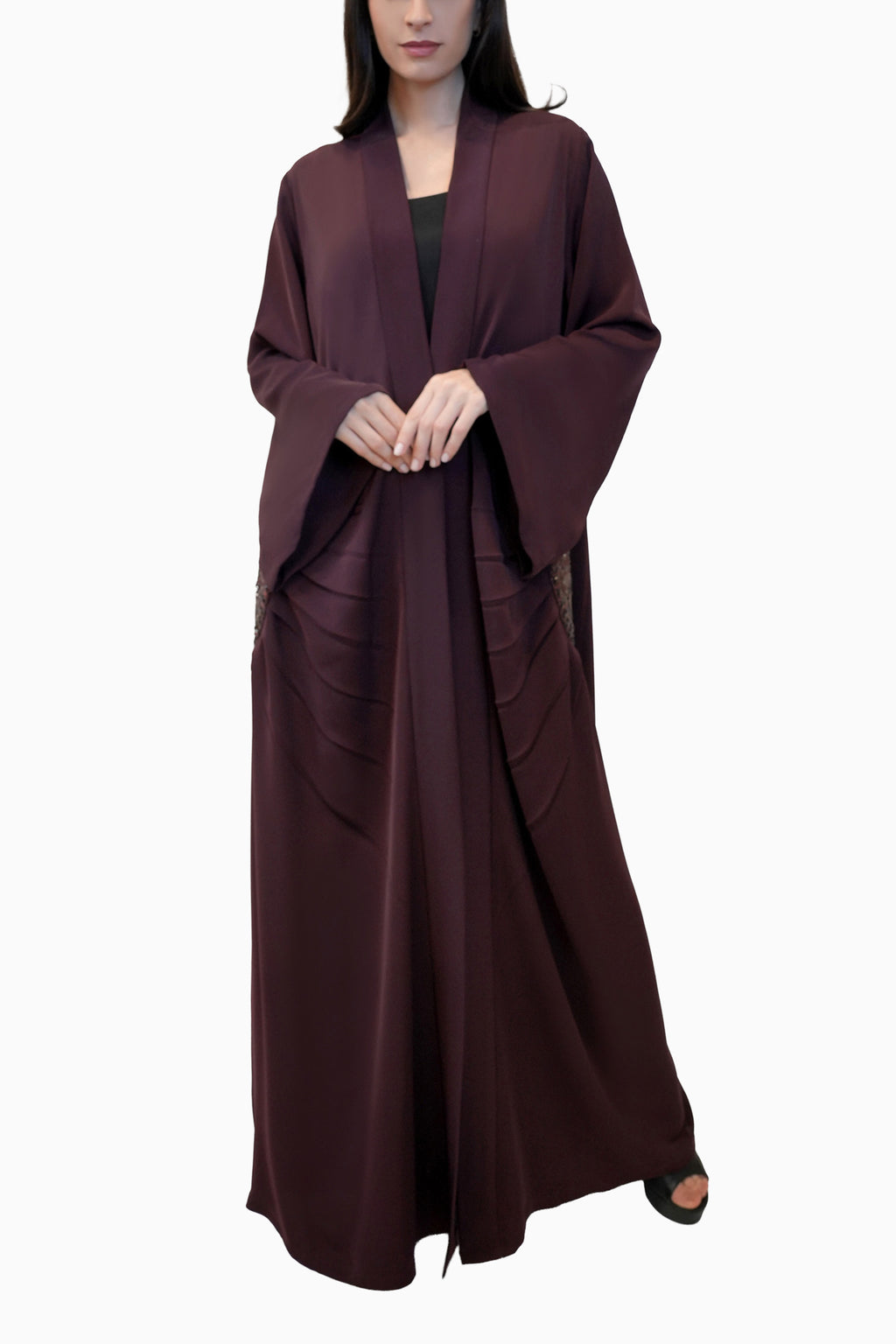 Lara Autumn - Minimalist Abaya with Fan Embroidery and Tassels
