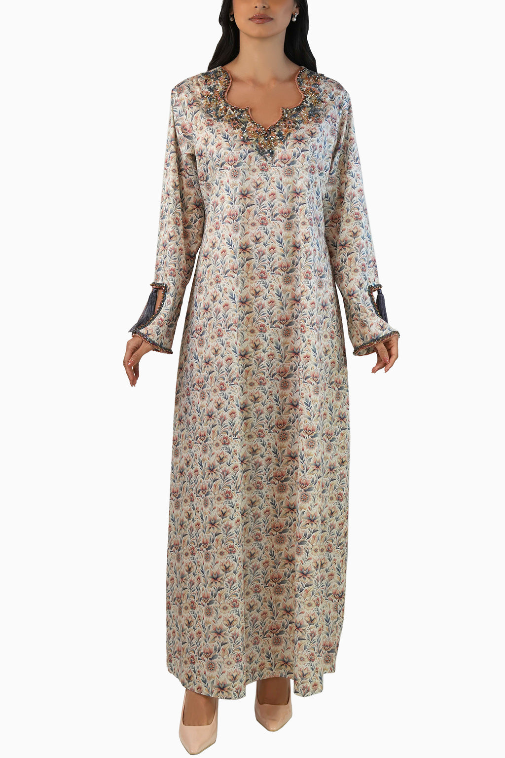 Lola Rosy - Floral Printed Kaftan with tassels